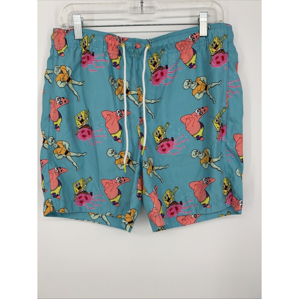 SpongeBob SquarePants Swim Shorts Trunks Lined Mens Medium